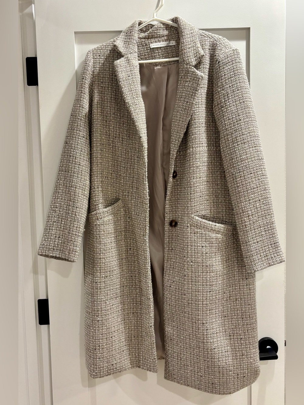Altar'd State Texturized Tweed Long Pea Coat/Trench Coat